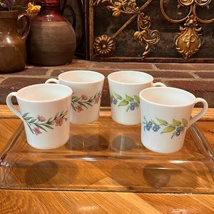 Corelle By Corning "My Garden"  Set of 4 Coffee /Tea Mugs - VINTAGE